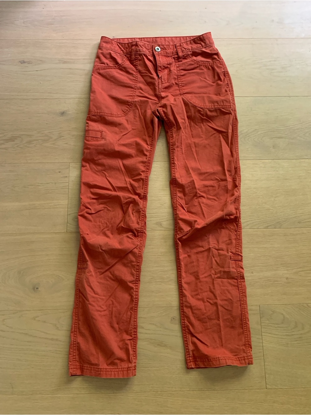 Patagonia Venga Rock Pants Womens 2 Burnt Orange Hiking Climbing Roll Up Hem